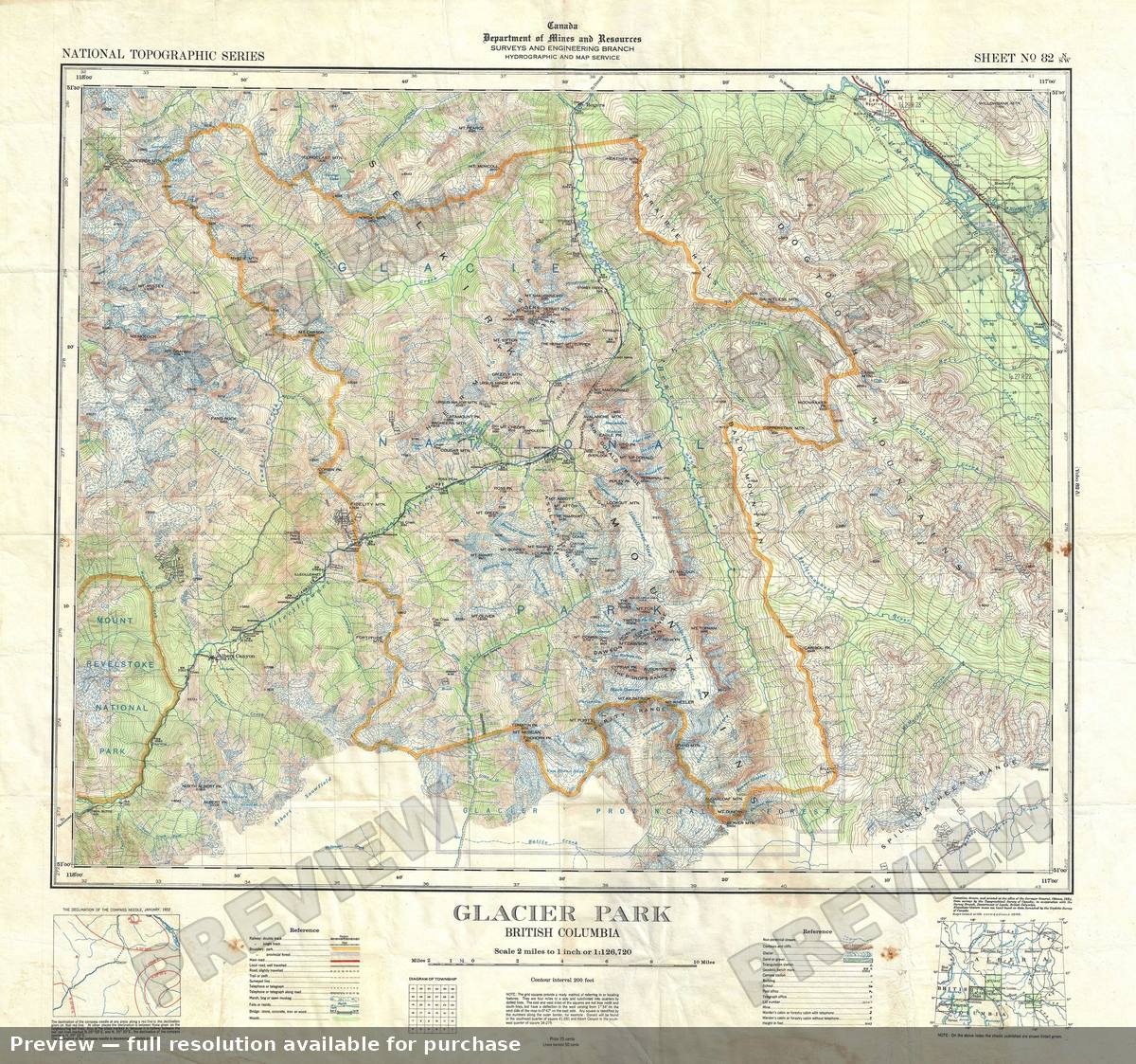 Antique map: Glacier Park, 1946, 1946