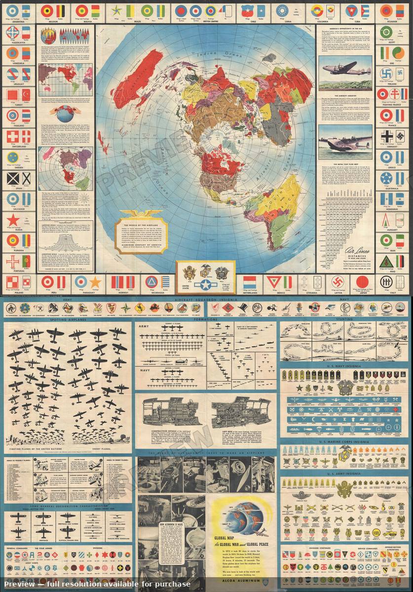 Antique map: Global War Peace, 1943