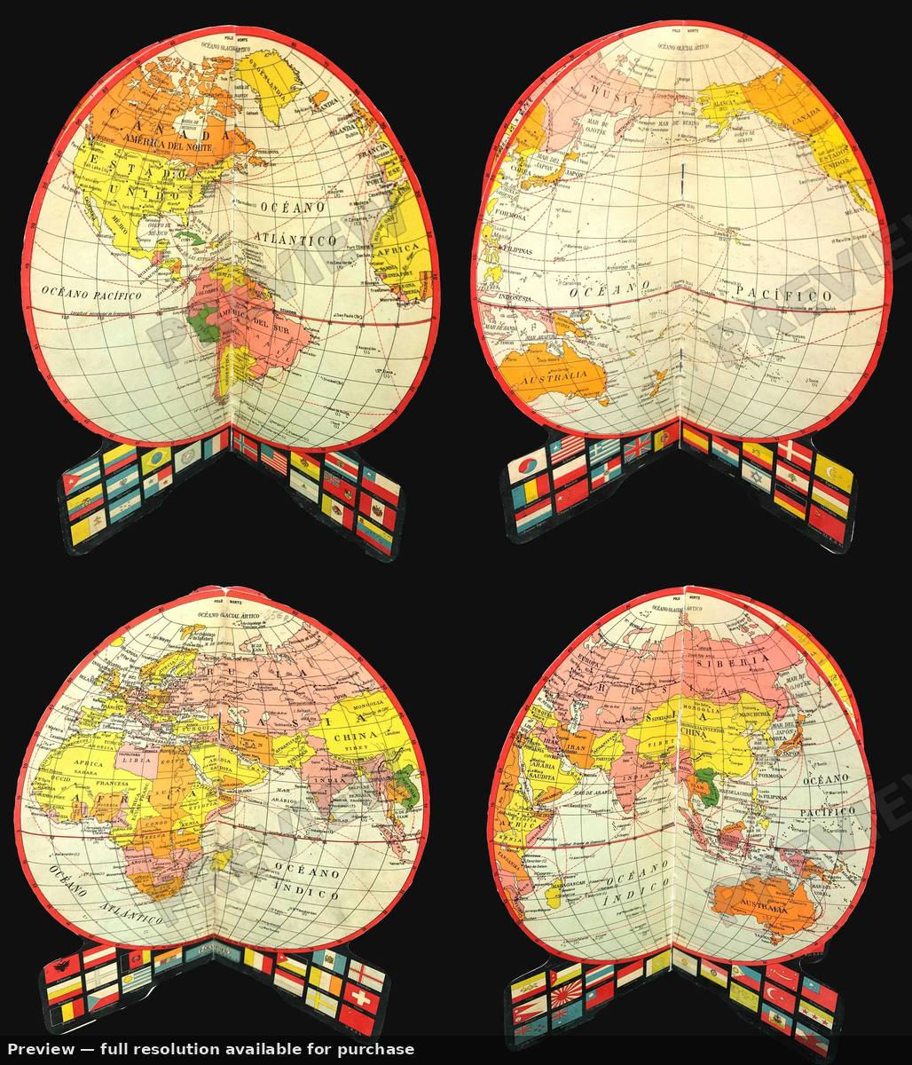 Antique map: Globe, 1957