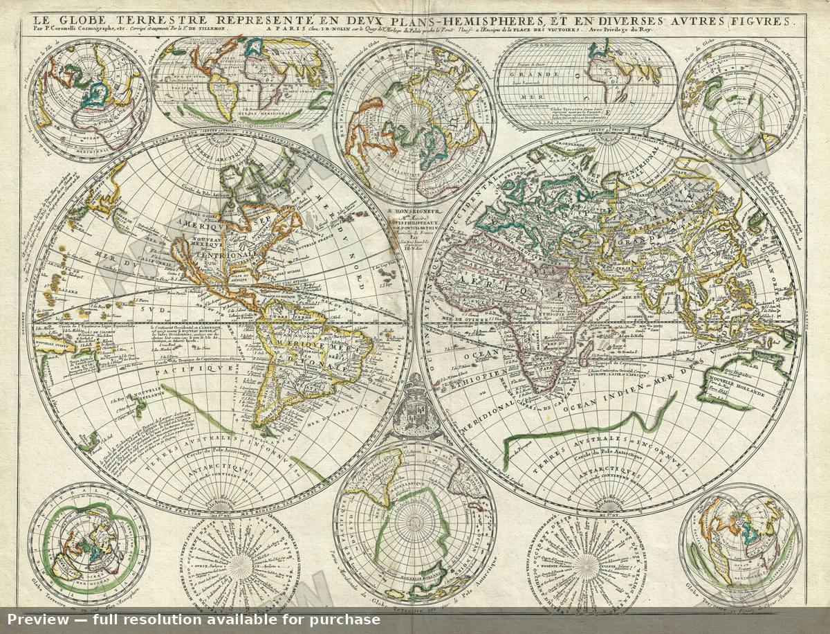Antique map: Globe Terrestre Represent, 1742