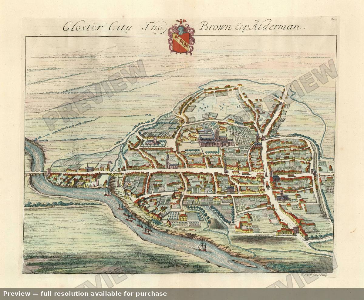 Antique map: Gloucester, 1724, 1724