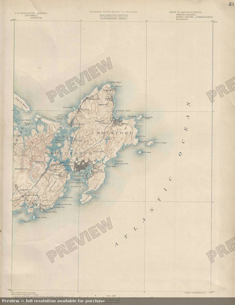 Antique map: Gloucester, 1890