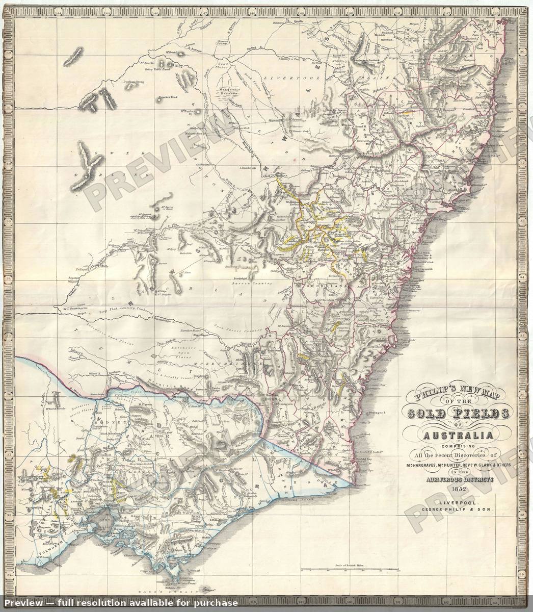 Antique map: Gold Fields New South Wales 2, 1852