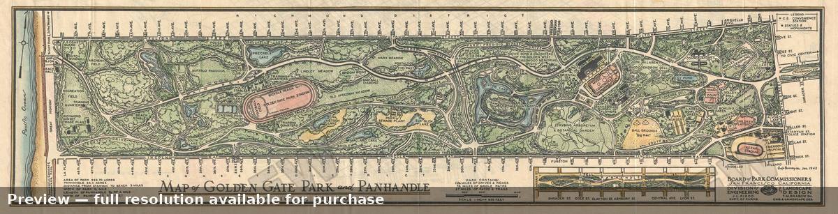 Antique map: Golden Gate Park, 1943, 1943