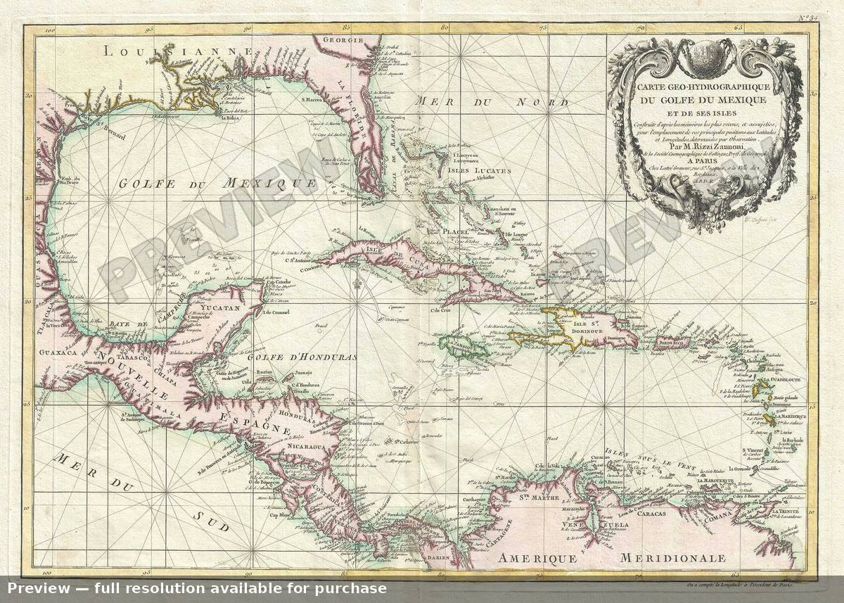 Antique map: Golf Du Mexiquezannoni, 1783, 1783