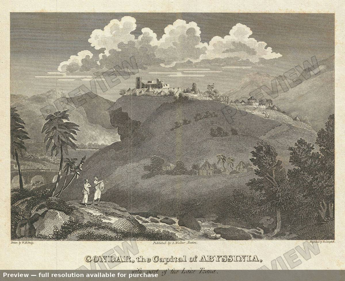 Antique map: Gondar, 1828, 1828
