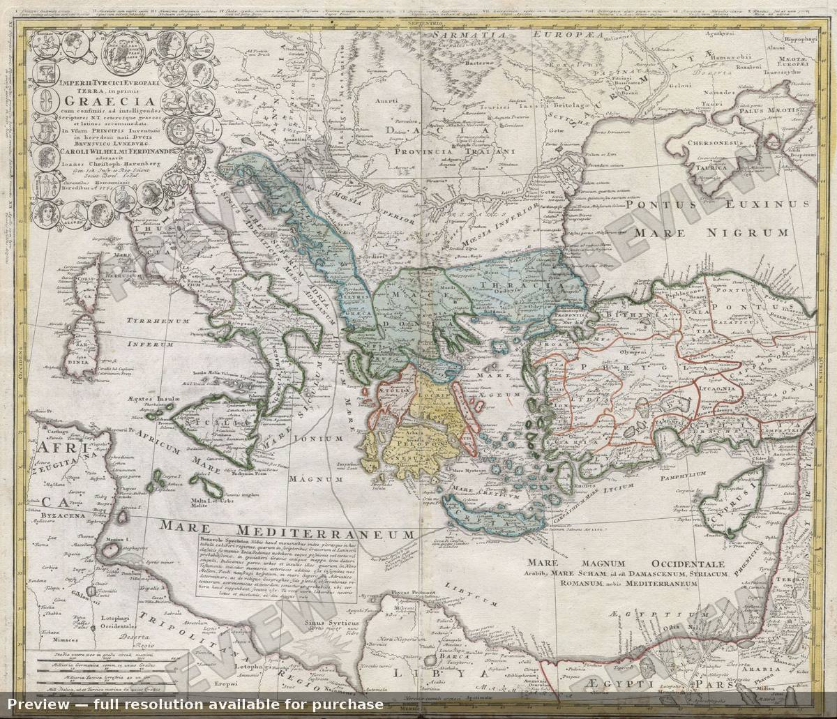Antique map: Graecia, 1741