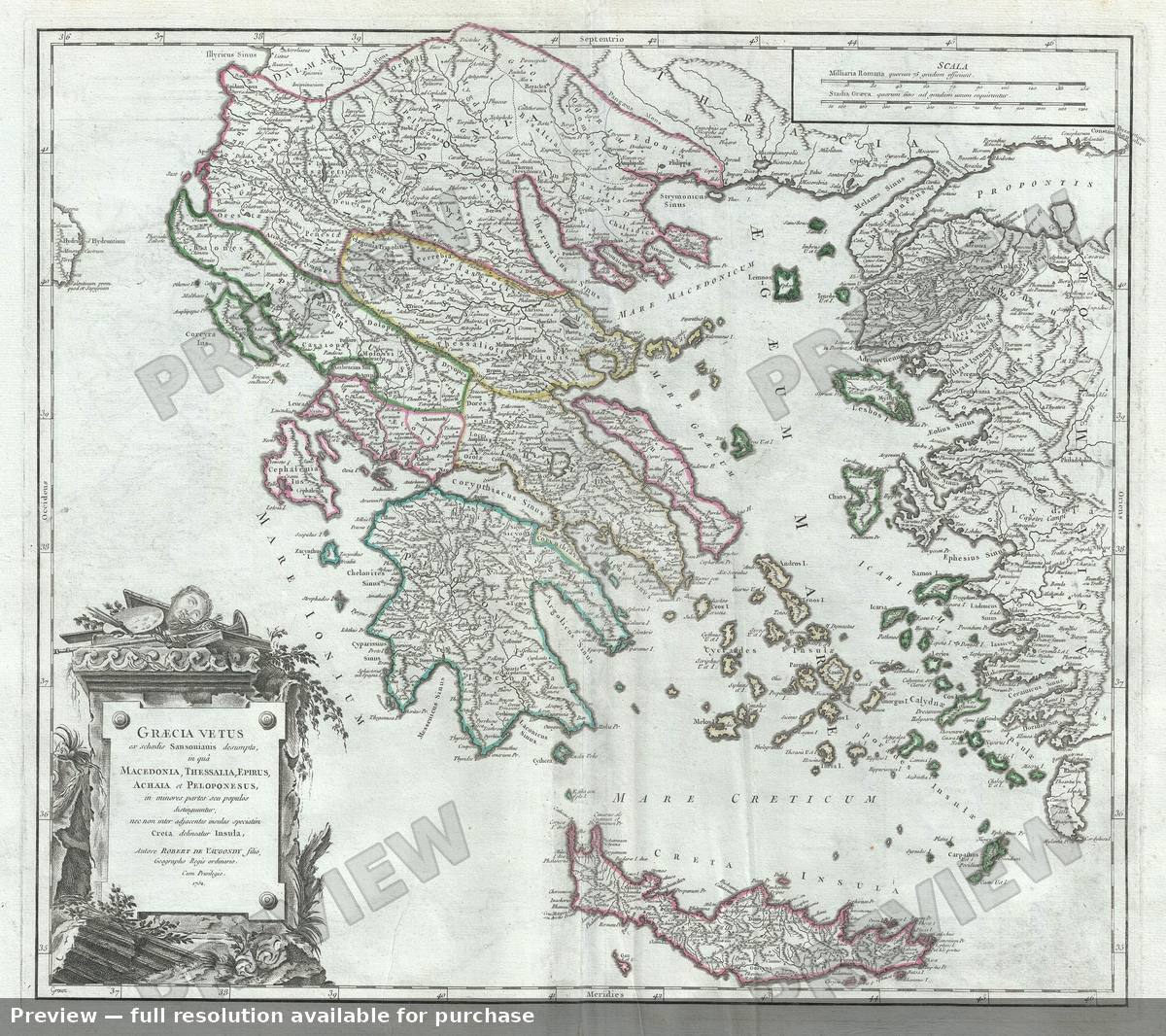 Antique map: Graecia Vetus, 1757