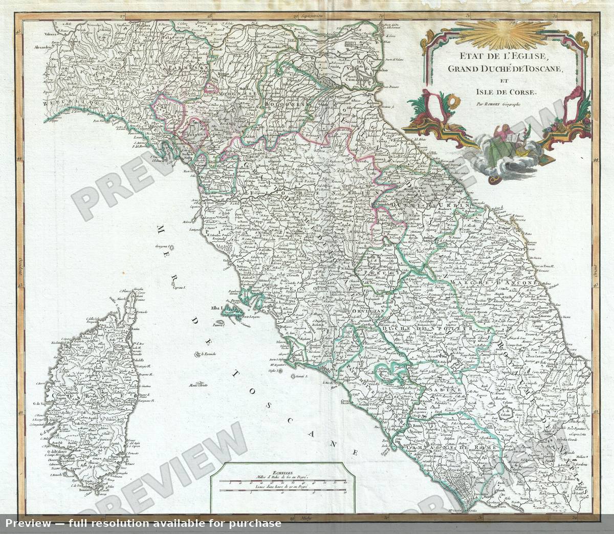 Antique map: Grand Duche De Toscane, 1750
