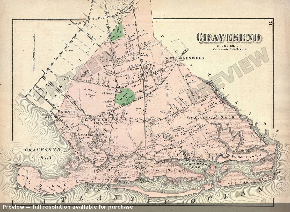 Antique map: Gravesend, 1873, 1873
