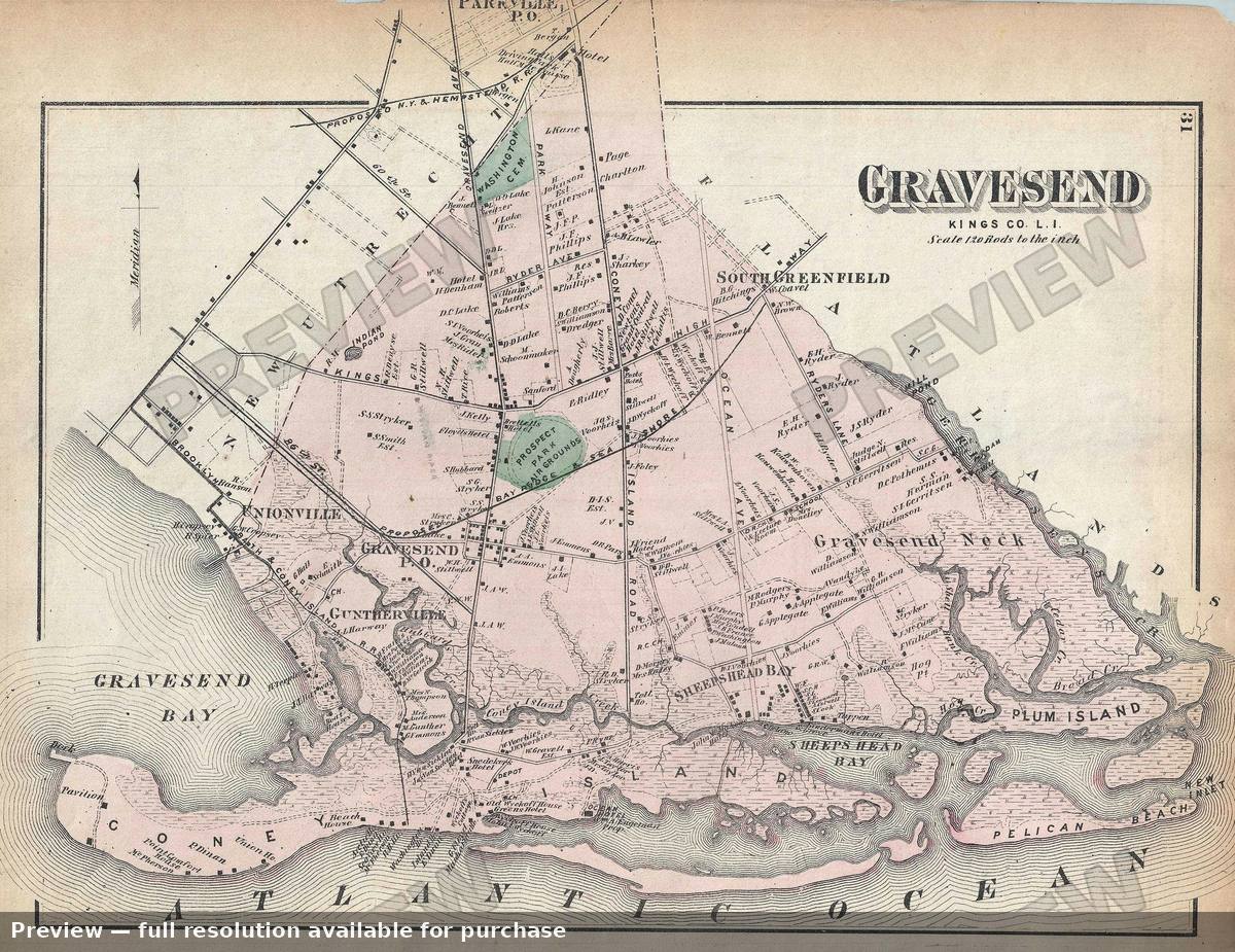Antique map: Gravesend 2, 1873, 1873