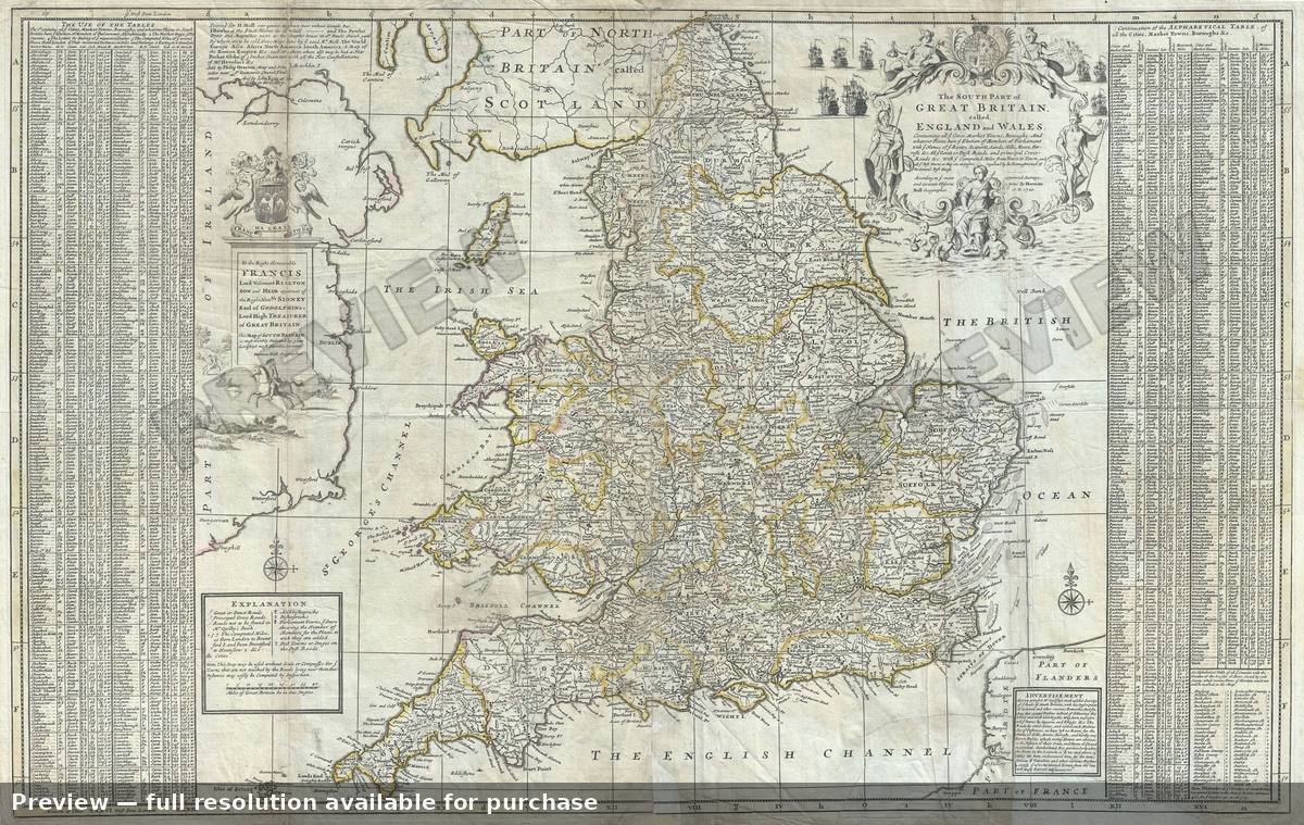 Antique map: Great Britain England, 1710