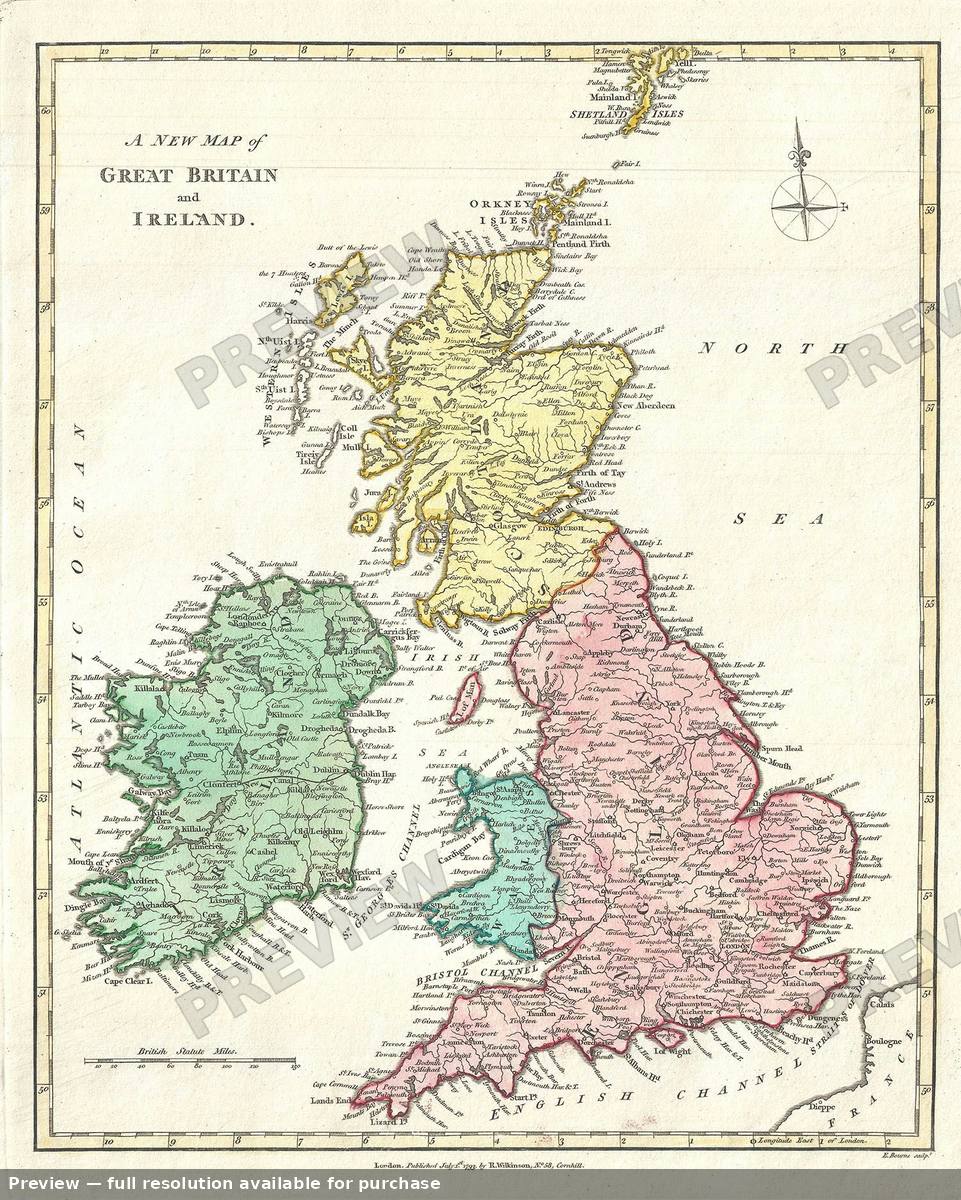 Antique map: Great Britain Ireland, 1792