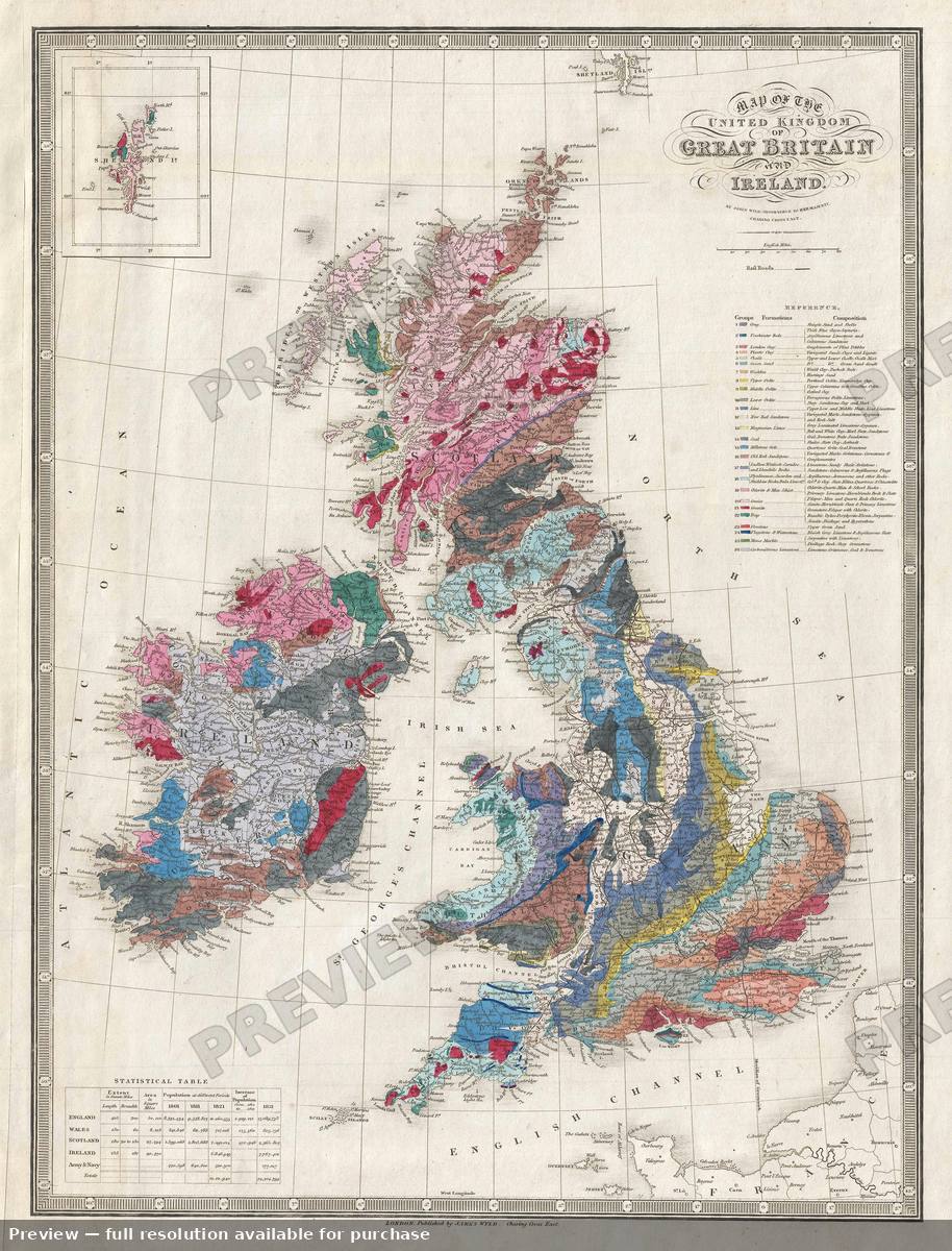 Antique map: Great Britian Geological, 1850