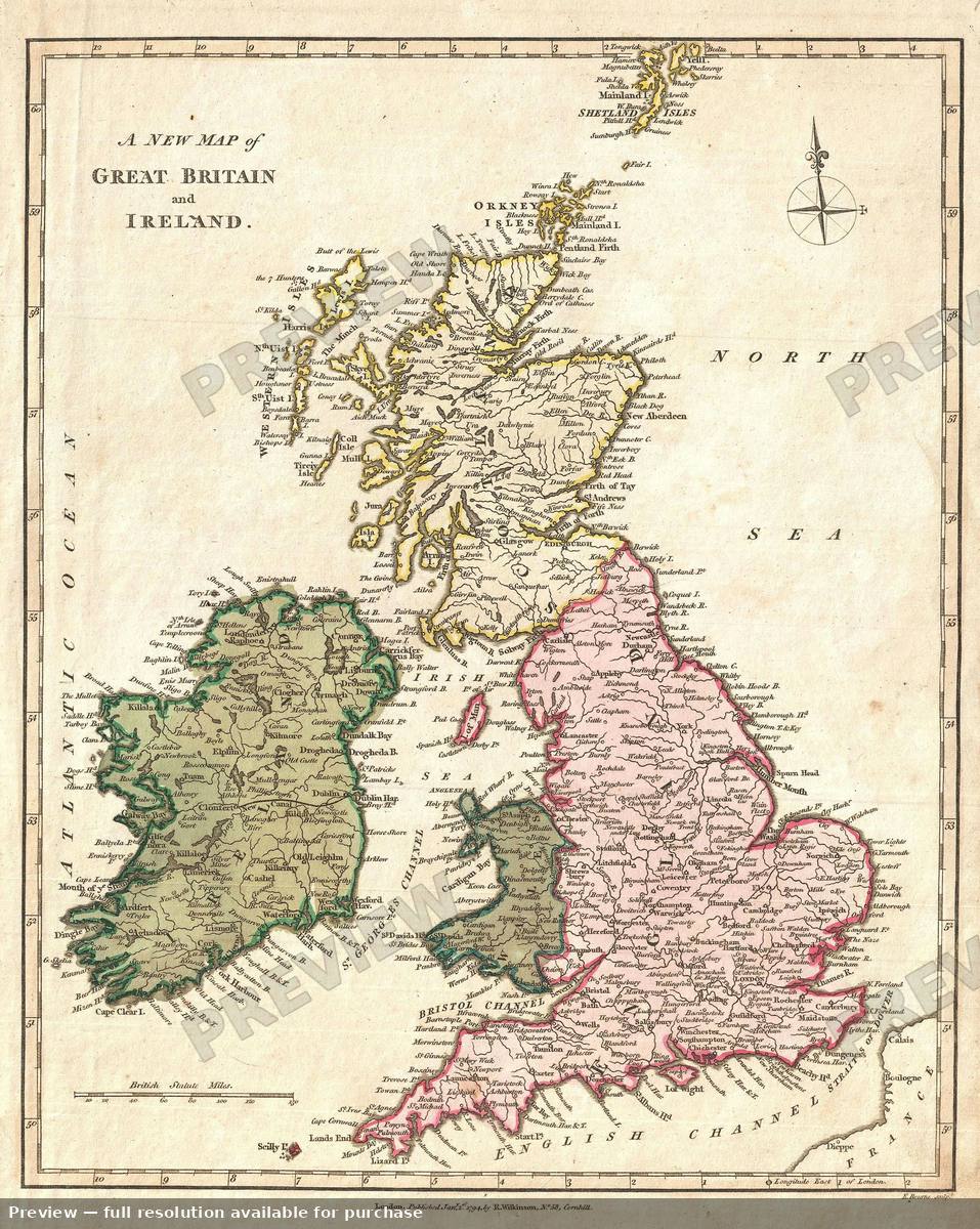 Antique map: Great Britian Ireland, 1794