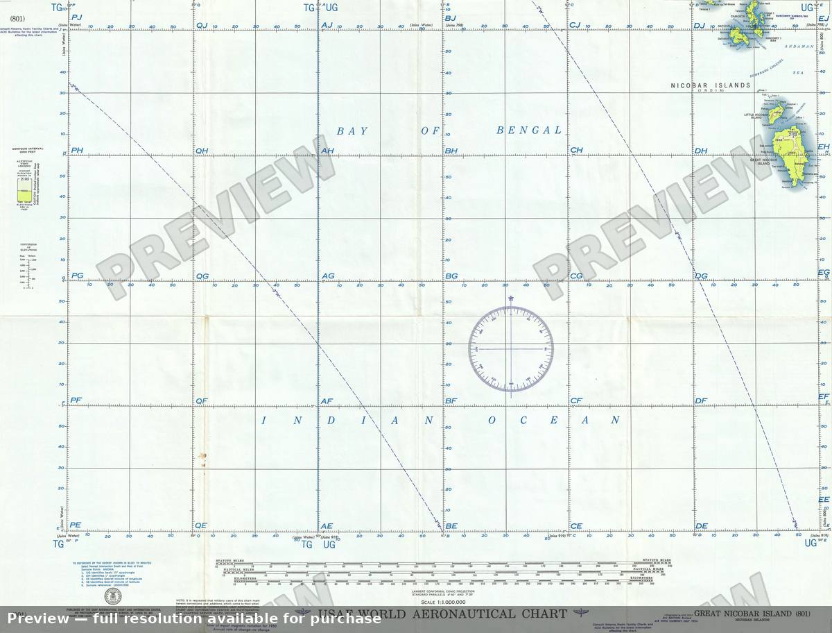 Antique map: Great Nicobar Island, 1954, 1954