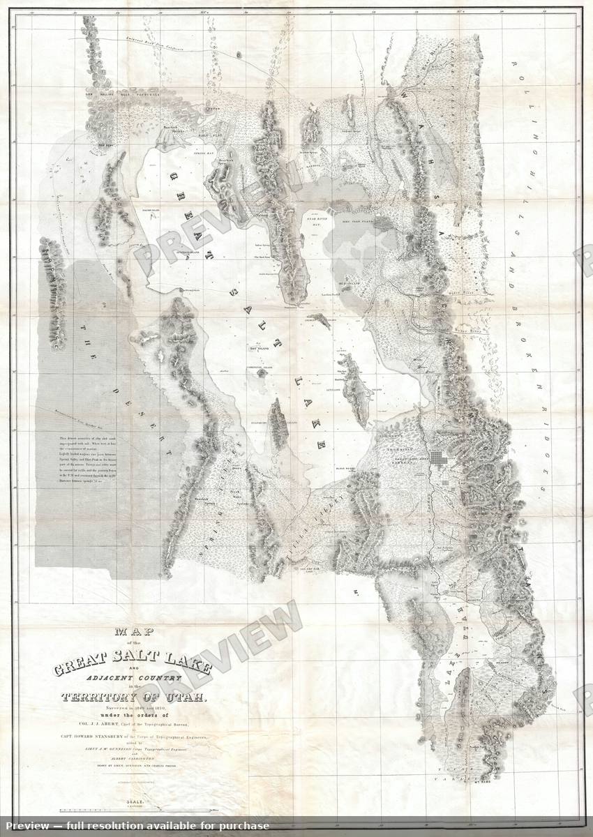 Antique map: Great Salt Lake, 1852, 1852