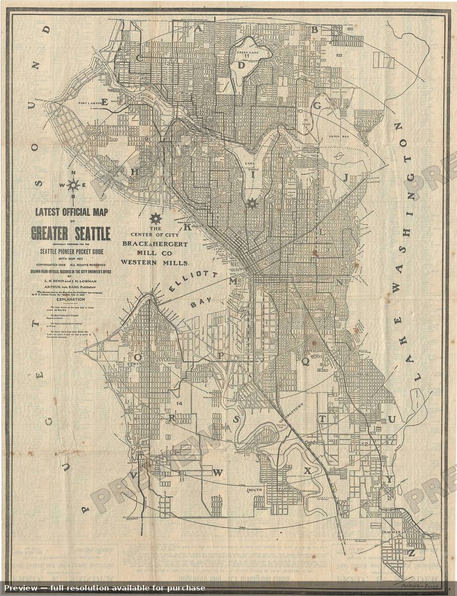 Antique map: Greater Seattle, 1908, 1908