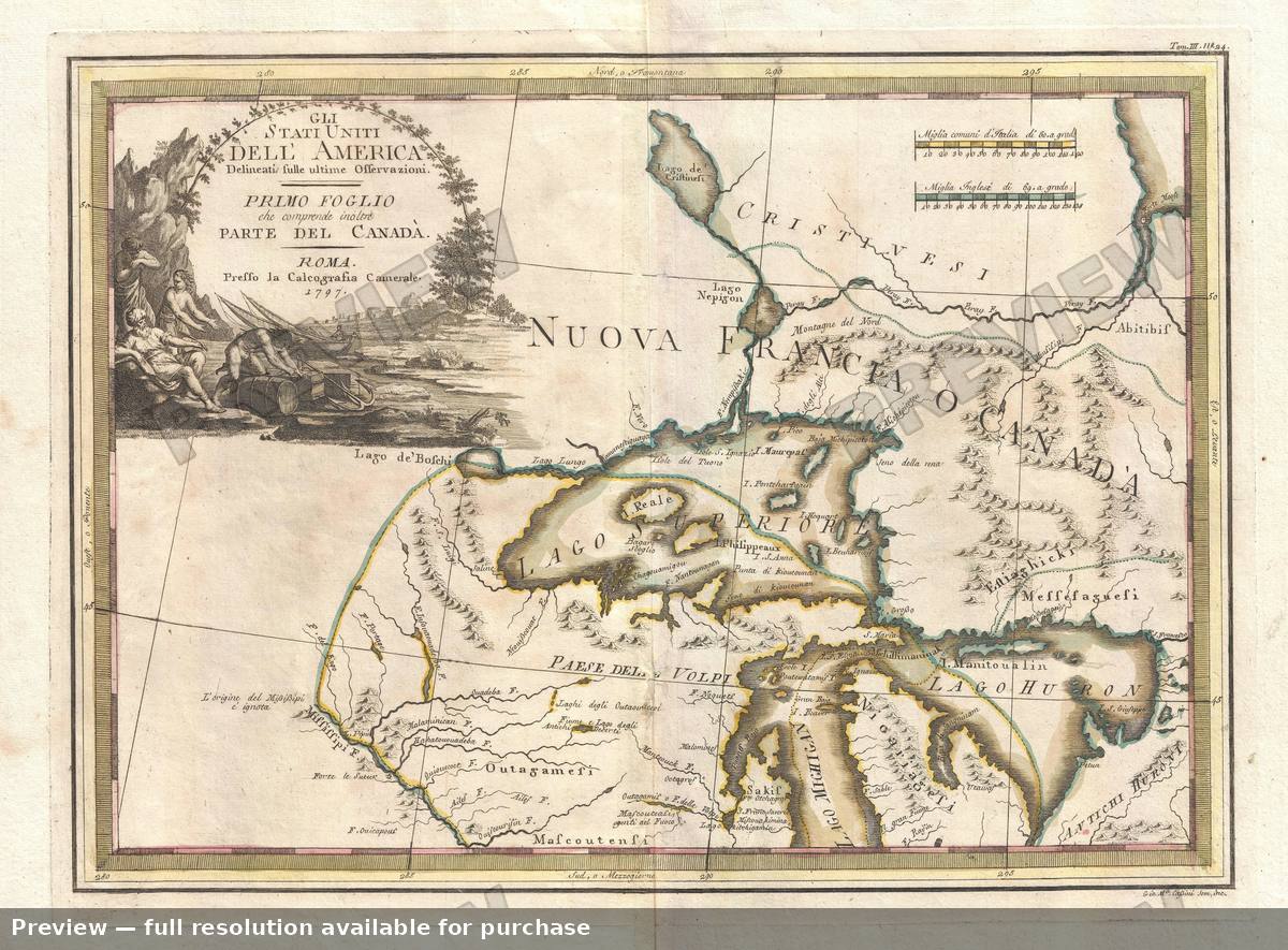 Antique map: Greatlakes, 1797, 1797