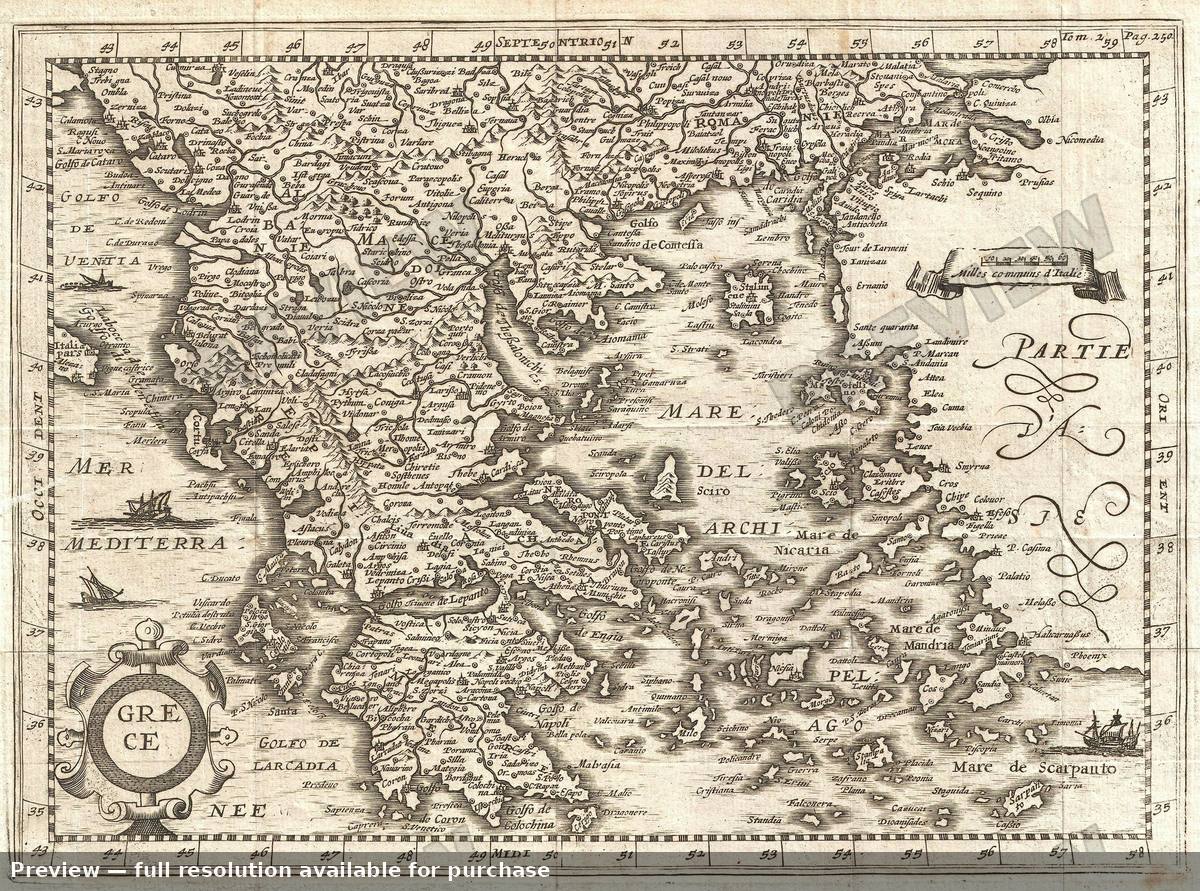 Antique map: Grece, 1700