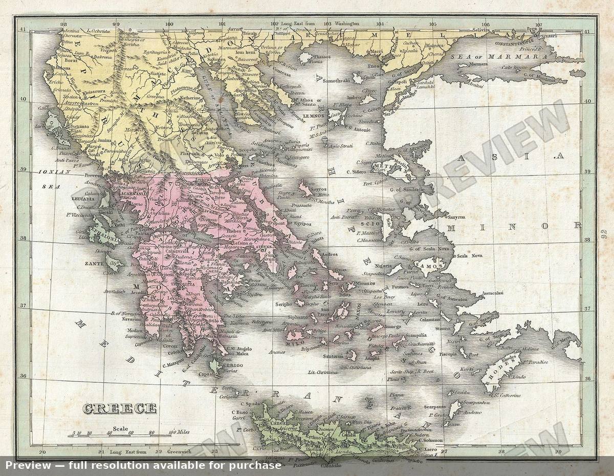 Antique map: Greece, 1835