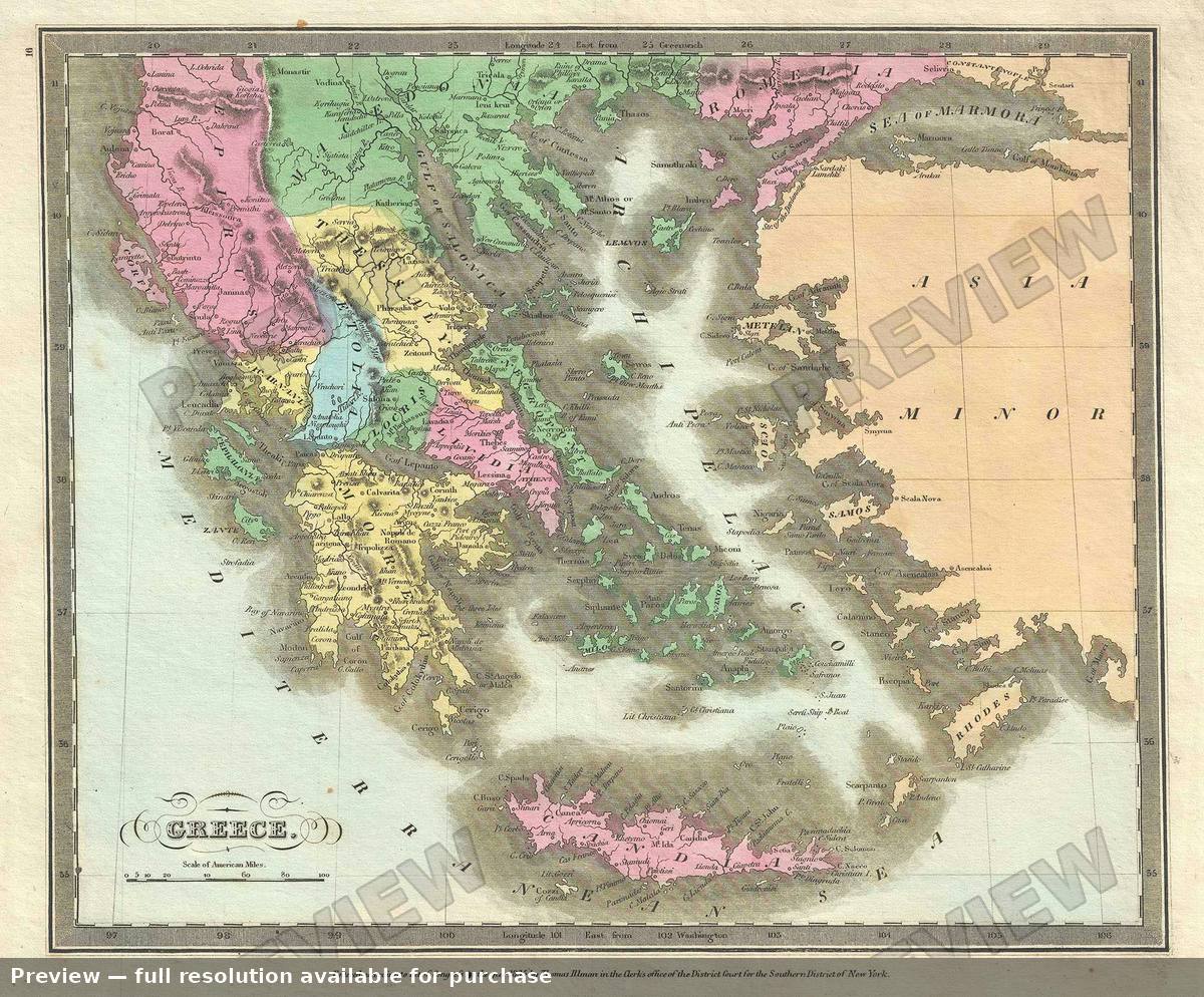 Antique map: Greece, 1835, 1835