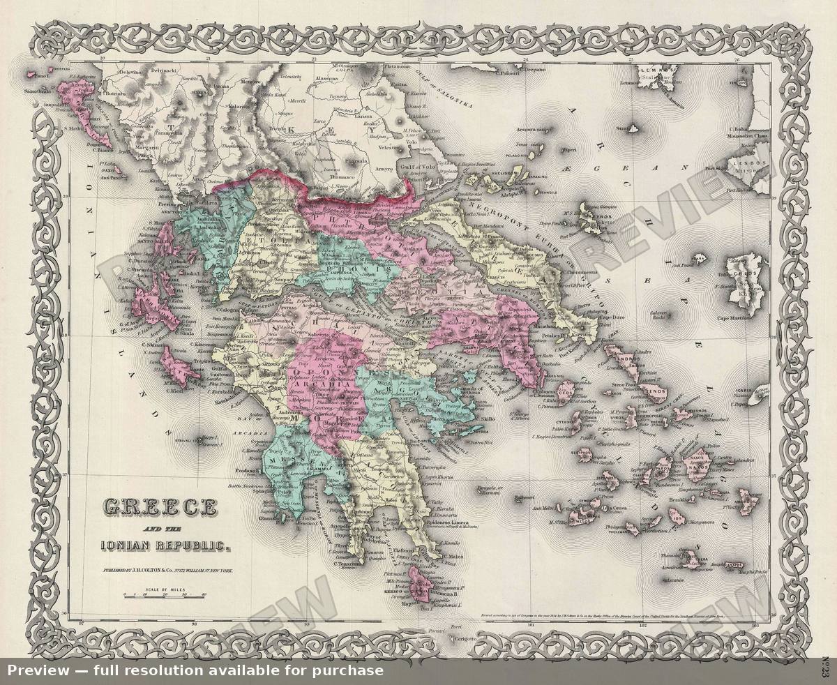 Antique map: Greece, 1856