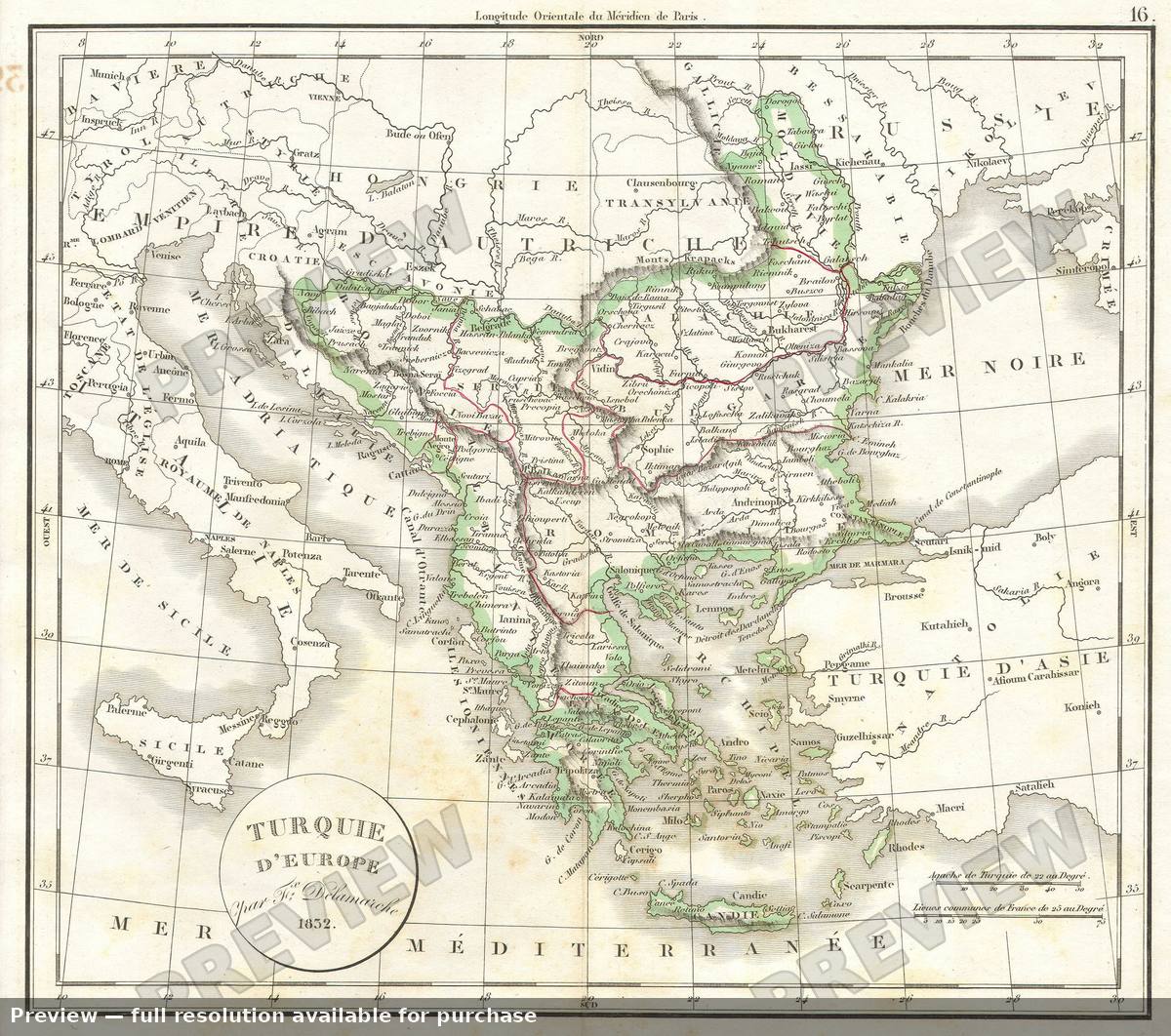 Antique map: Greece, 1832