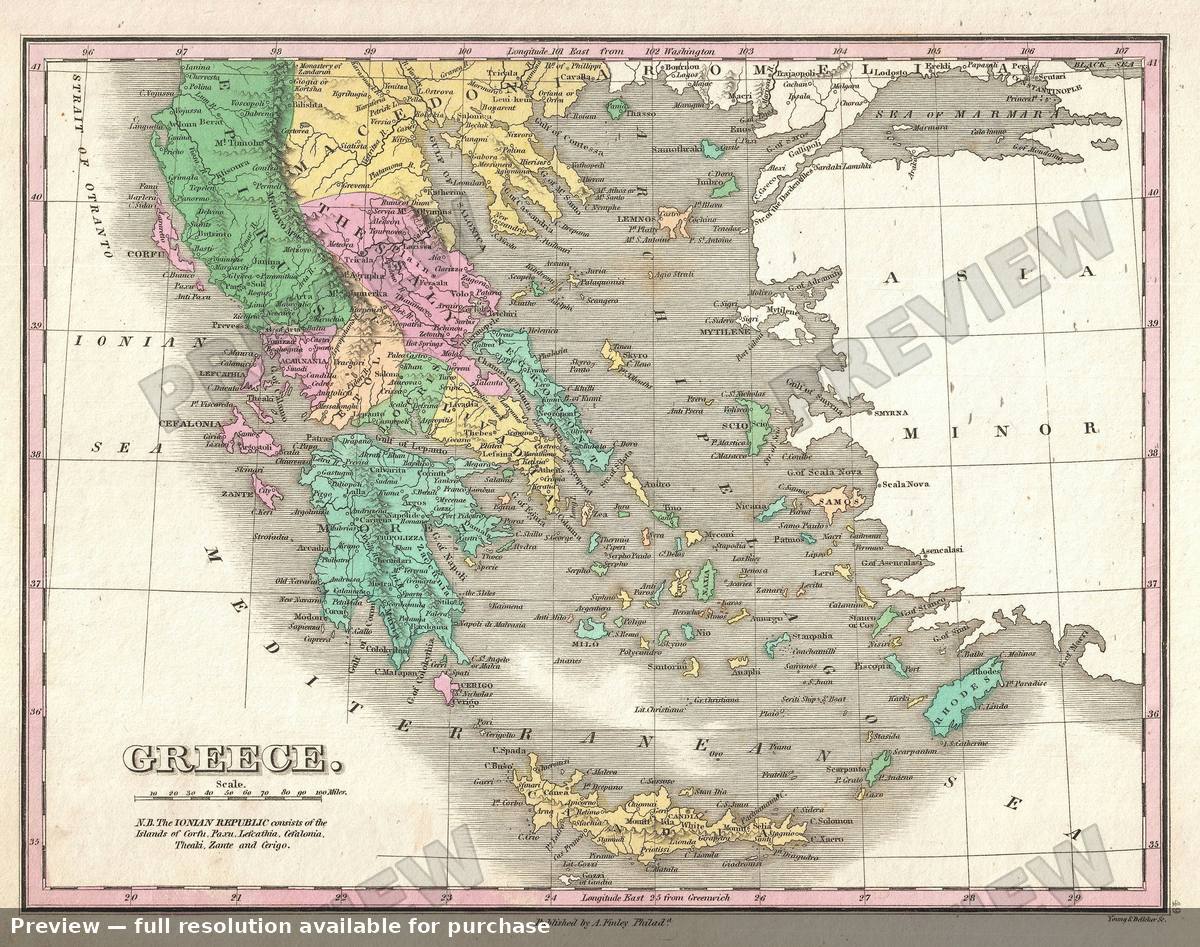 Antique map: Greece, 1827