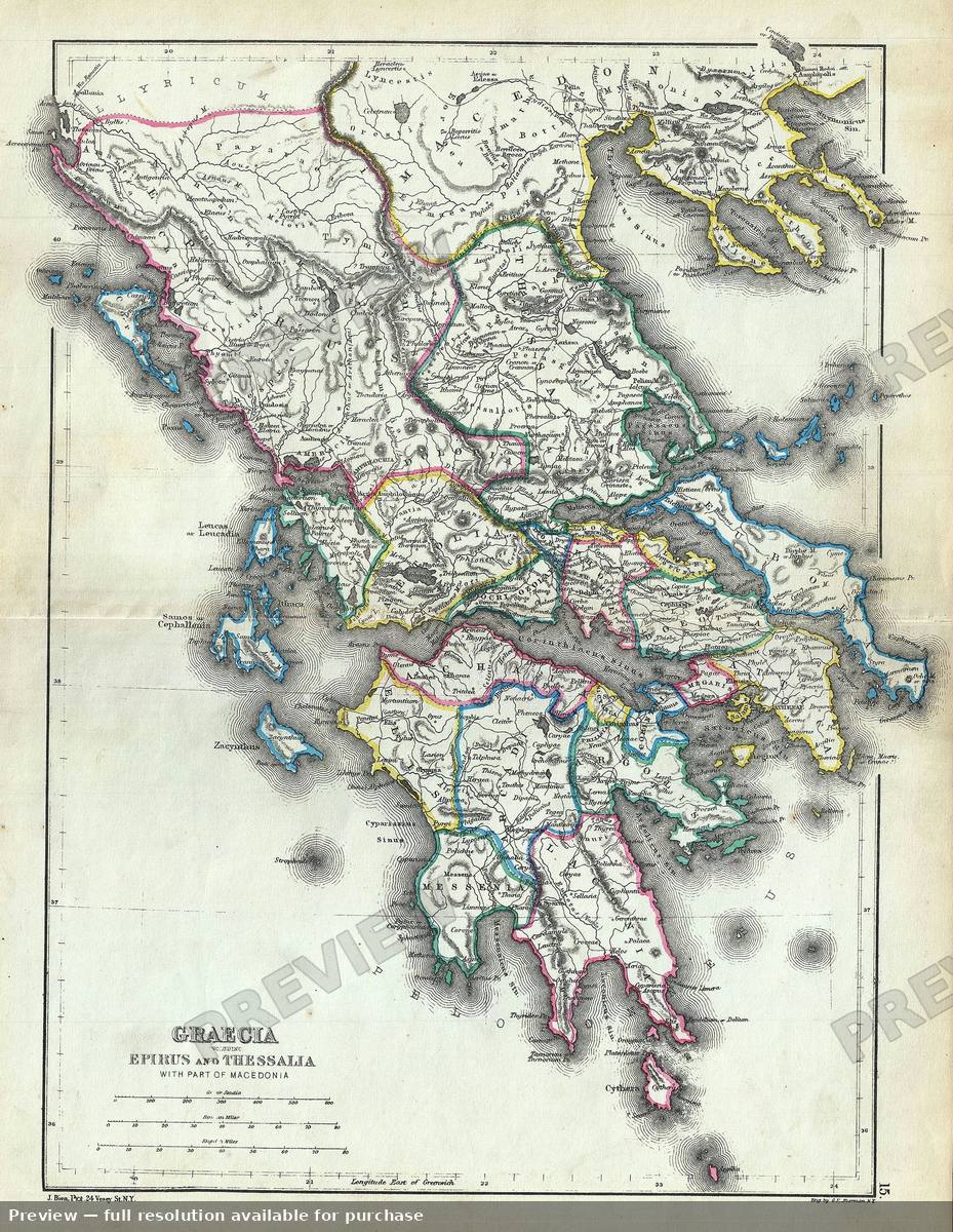 Antique map: Greece, 1867
