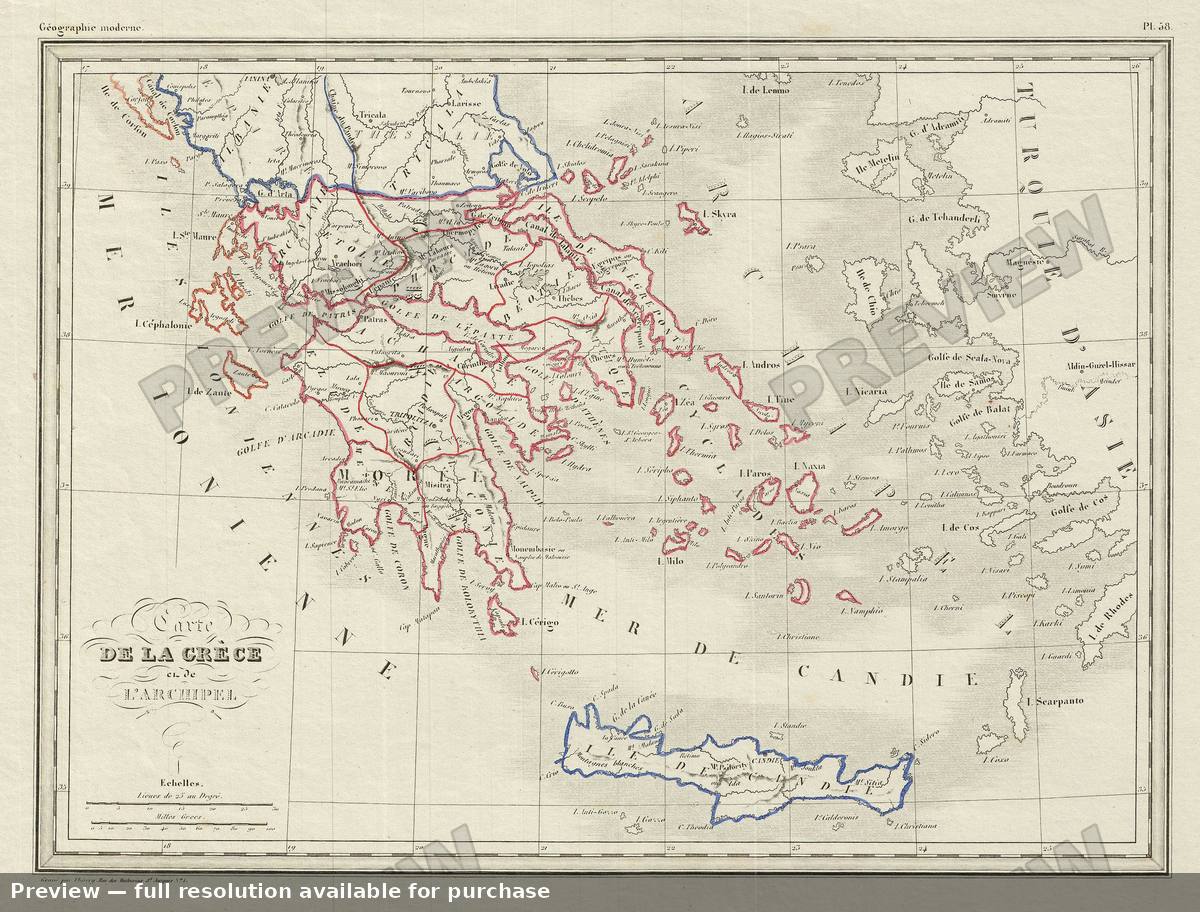 Antique map: Greece, 1842, 1842