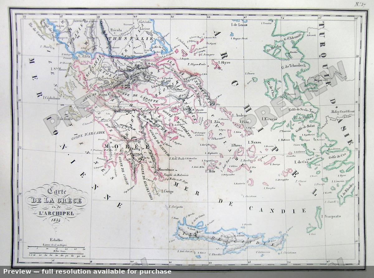 Antique map: Greece, 1837