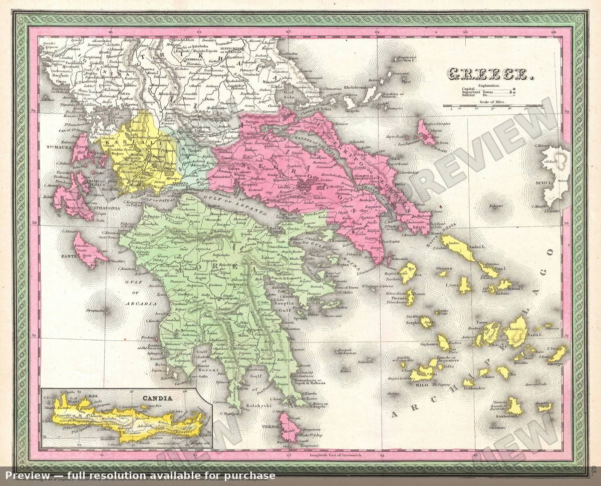 Antique map: Greece, 1850, 1850
