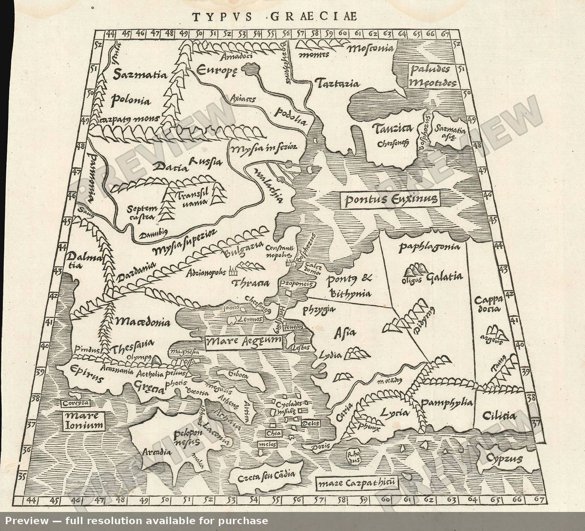 Antique map: Greece, 1538