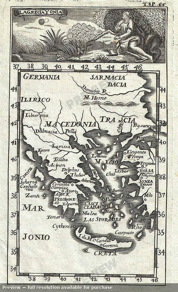 Antique map: Greece, 1754