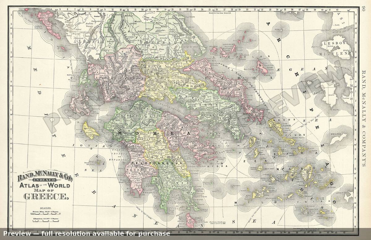 Antique map: Greece, 1895, 1895