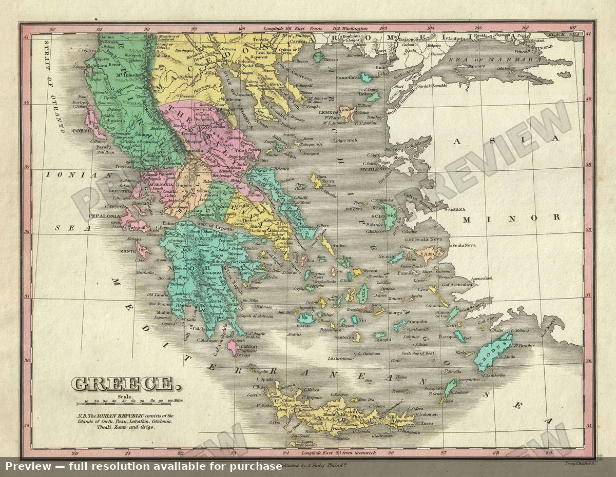 Antique map: Greece 2, 1827, 1827