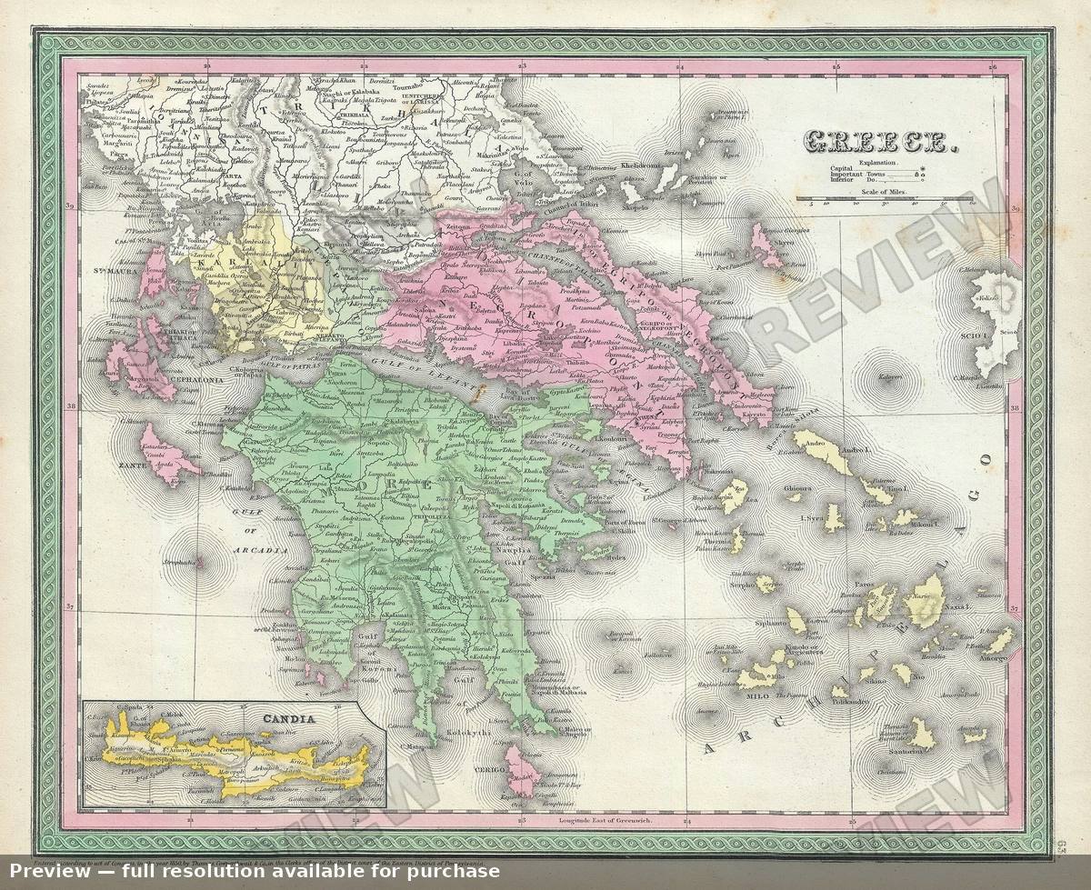 Antique map: Greece 2, 1854, 1854