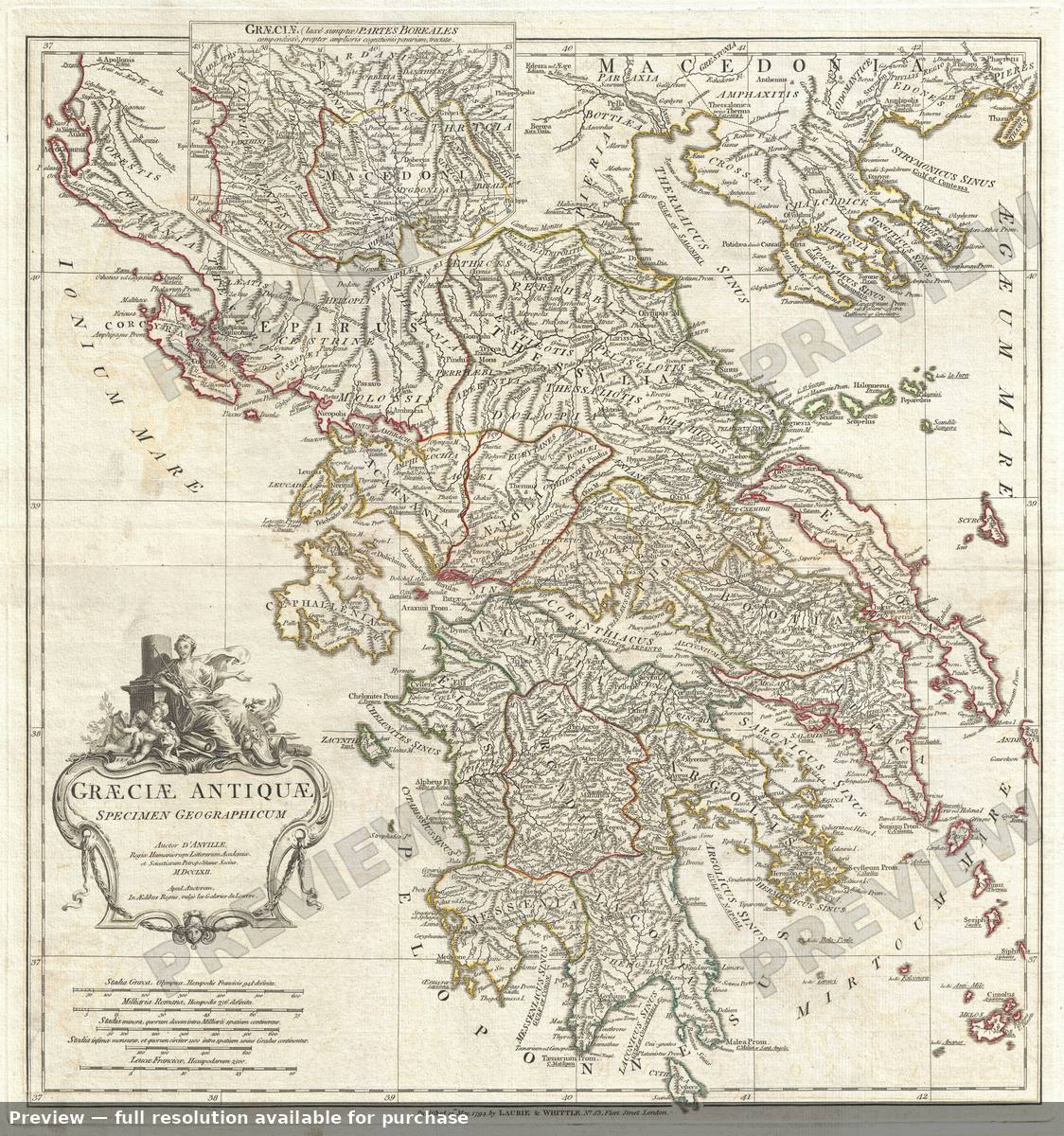 Antique map: Greece Ancient, 1794