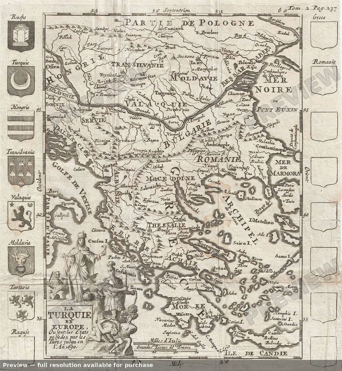 Antique map: Greece Balkans, 1700