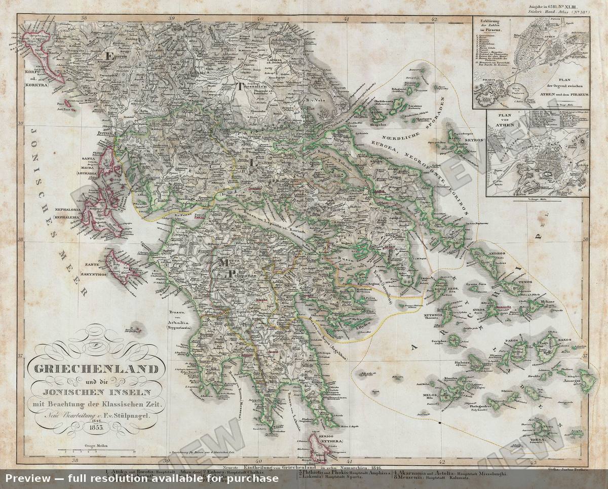 Antique map: Greece Classical, 1854, 1854
