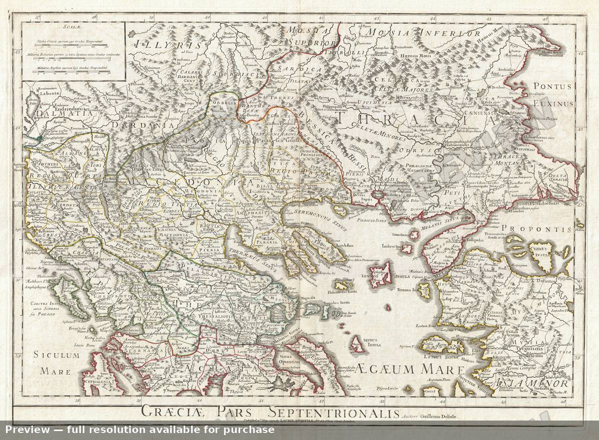 Antique map: Greece North, 1794
