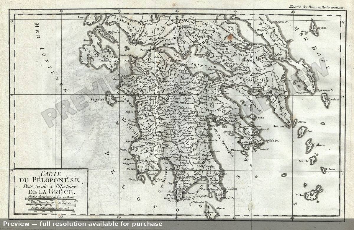 Antique map: Greece Peloponnese, 1782, 1782