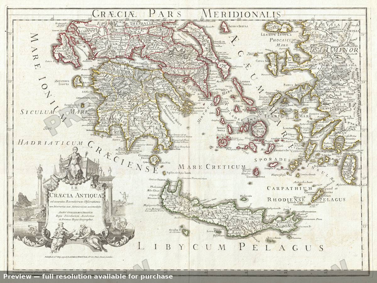 Antique map: Greece South, 1794