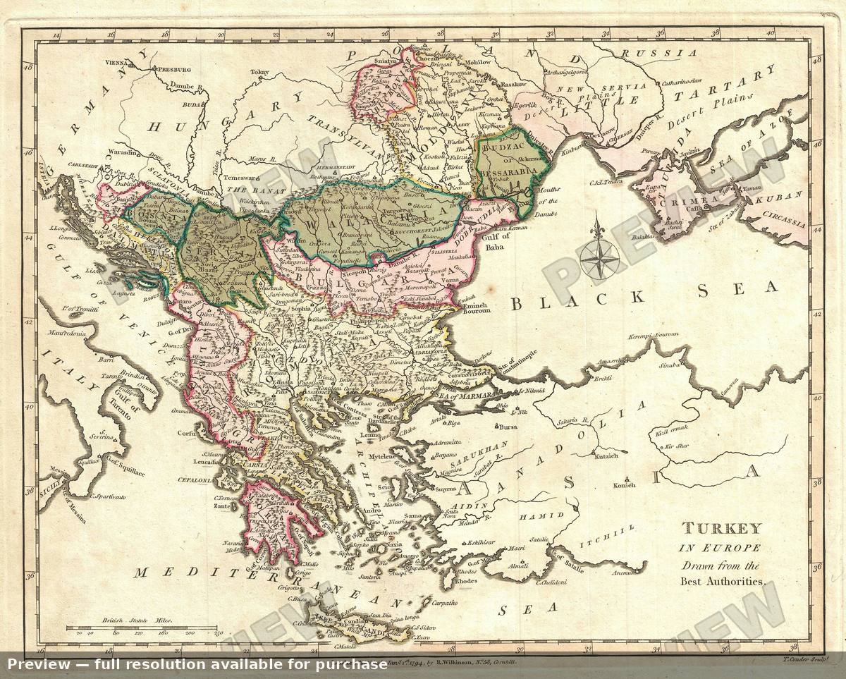 Antique map: Greece Turkey, 1794, 1794