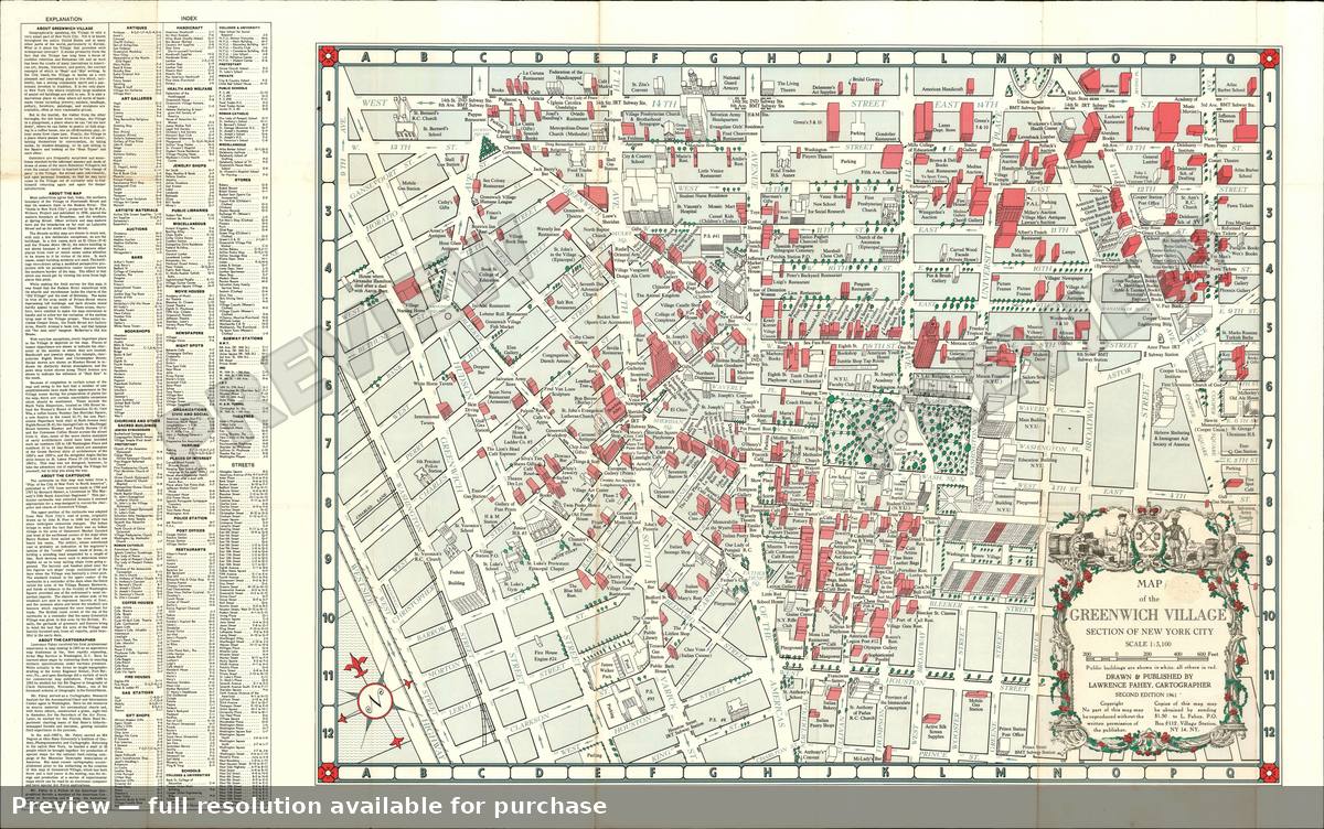 Antique map: Greenwich Village NYC, 1961, 1961