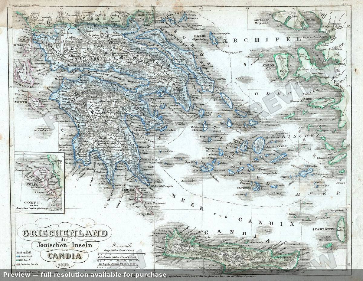 Antique map: Griechenland, 1854
