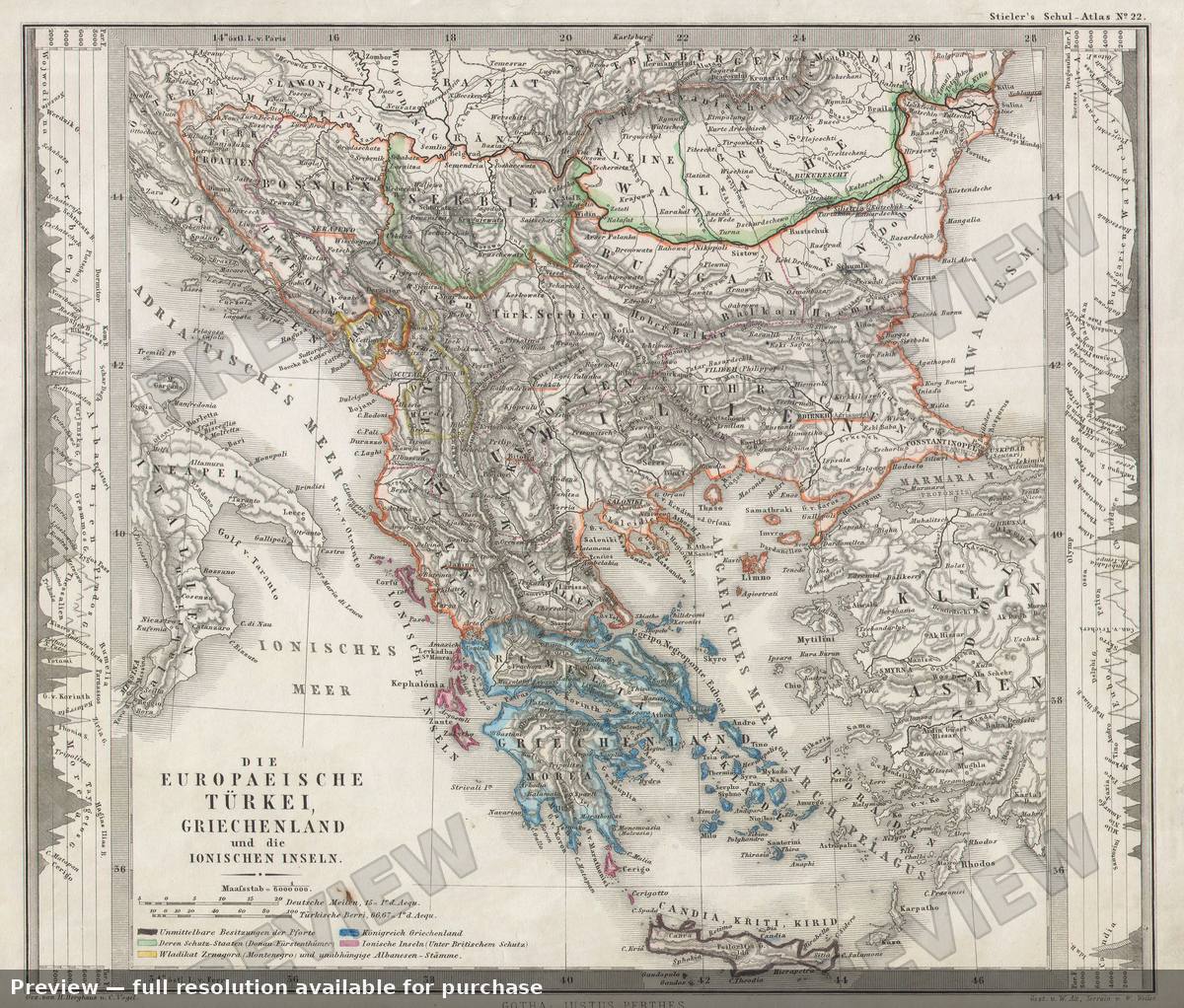 Antique map: Griechenland, 1862, 1862