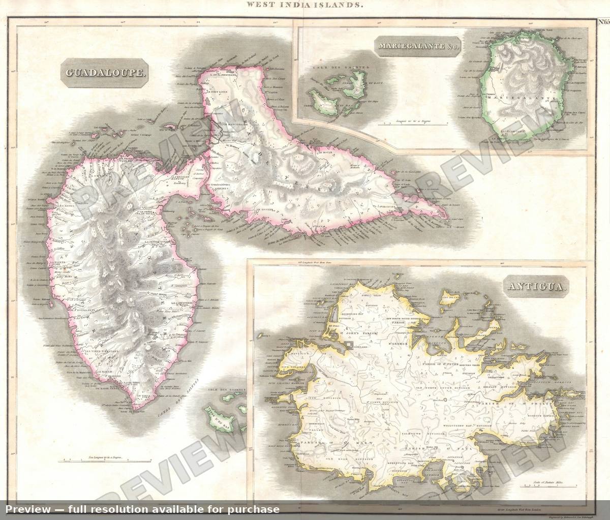 Antique map: Guadaloupe, 1815, 1815