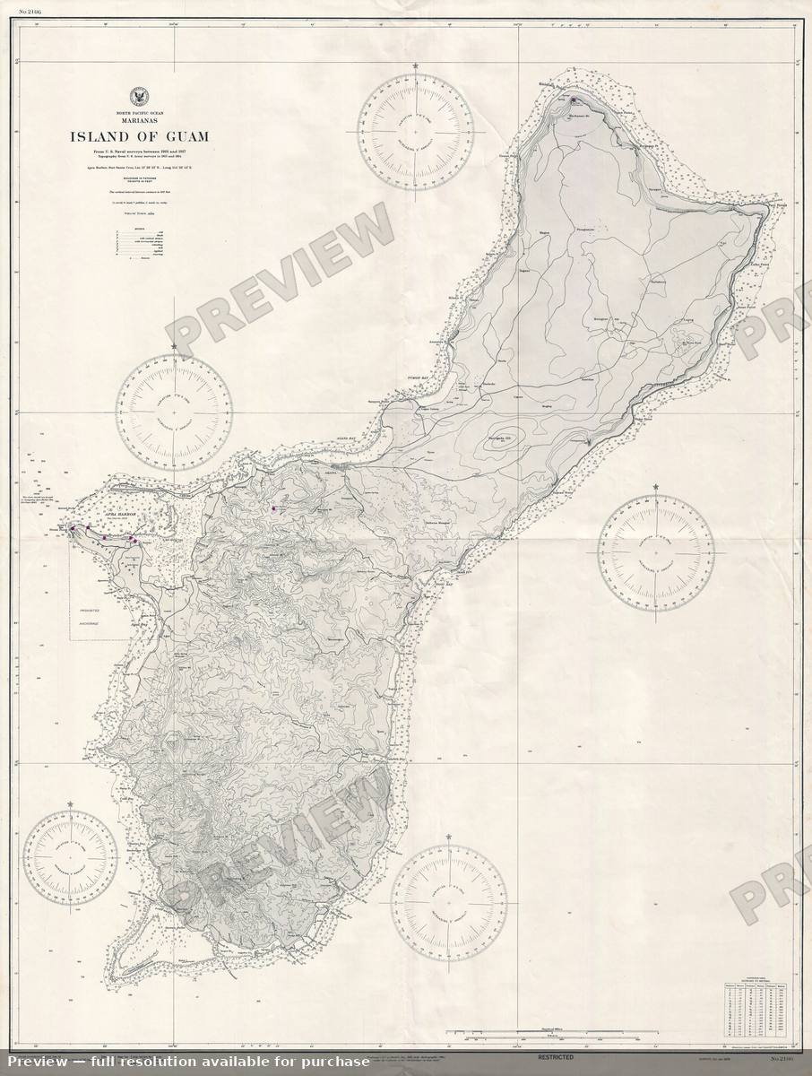Antique map: Guam WWII, 1945, 1945